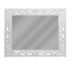 Hand-Carved Floral Wood Medallion Panel and Decor Mirror - White